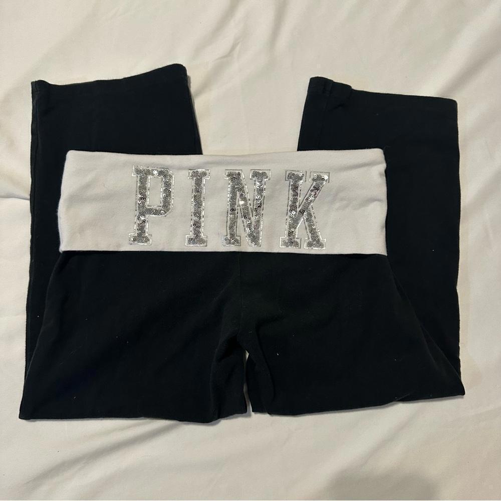 Y2K PINK Victoria's Secret BLING Flare Yoga Cropped Pants